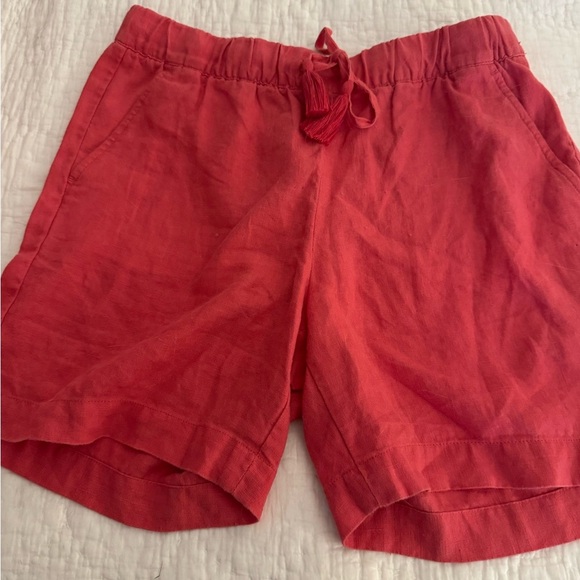 Talbots Shorts Women Small Pink High Rise Chino Drawstring Linen Pockets - Picture 1 of 9